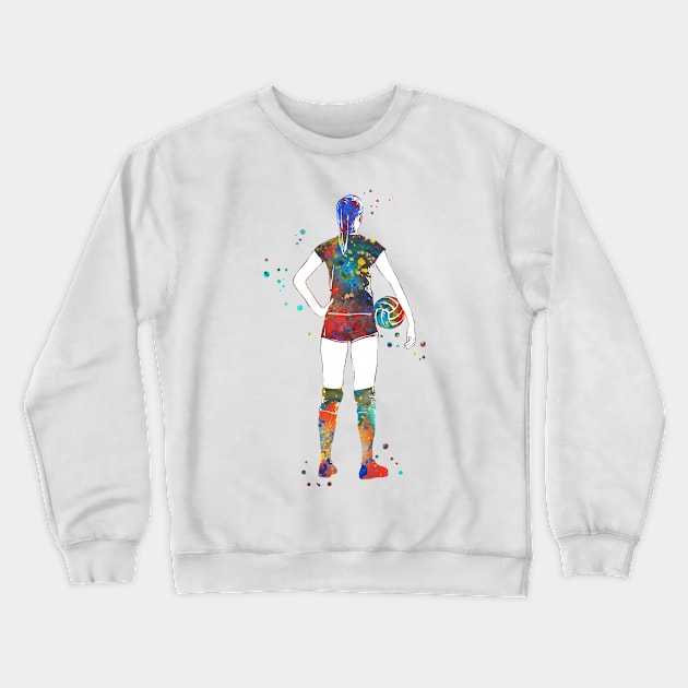 Volleyball Player Girl Crewneck Sweatshirt by RosaliArt